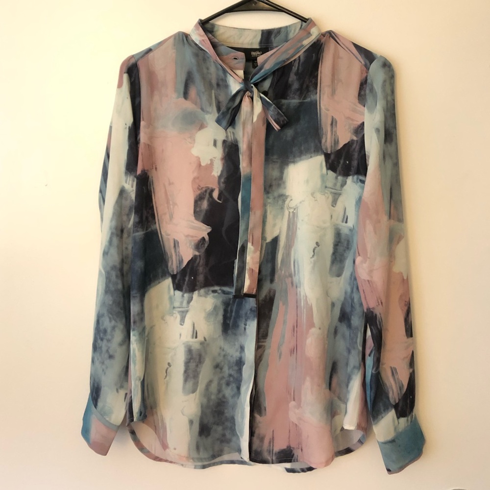 Pussybow watercolor blouse